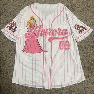 Aurora Disney Baseball Jersey with Pink Stripes